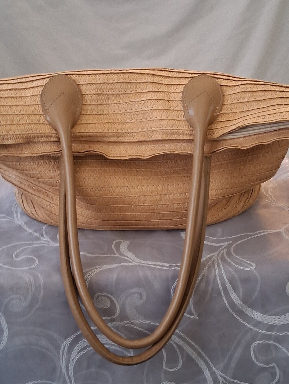 Hoxis Beige Summer Beach Woven Handbag